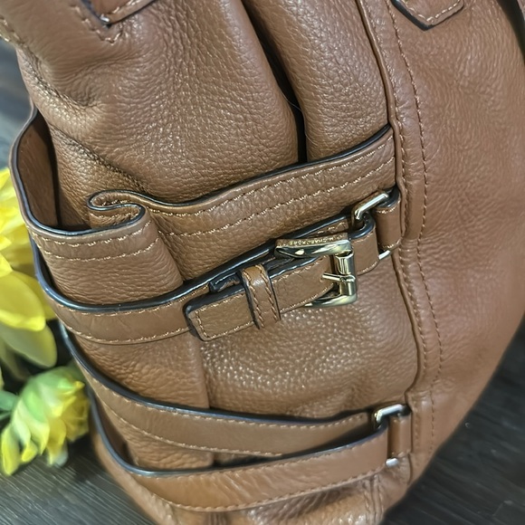 MICHAEL KORS GANSEVOORT LARGE LIGHT BROWN LEATHER TOTE BAG! - Picture 6 of 11